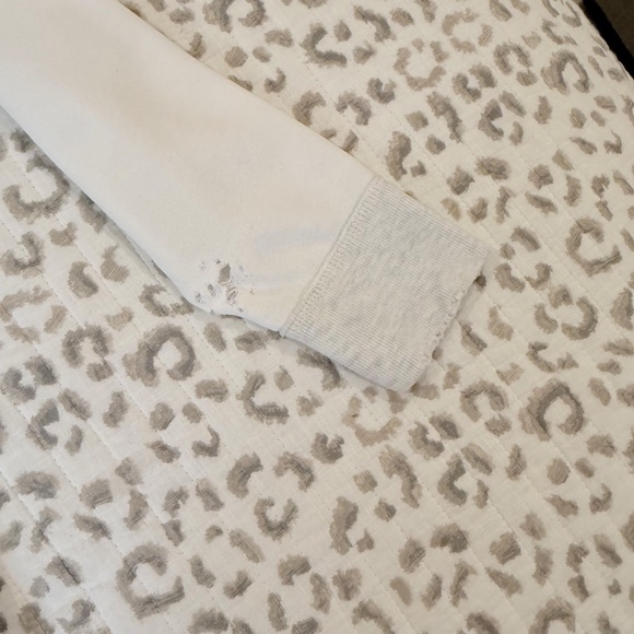 Abercrombie & Fitch Distressed 1/4 Zip Muscle Sweatshirt; White/Grey; Women's L - Picture 10 of 14